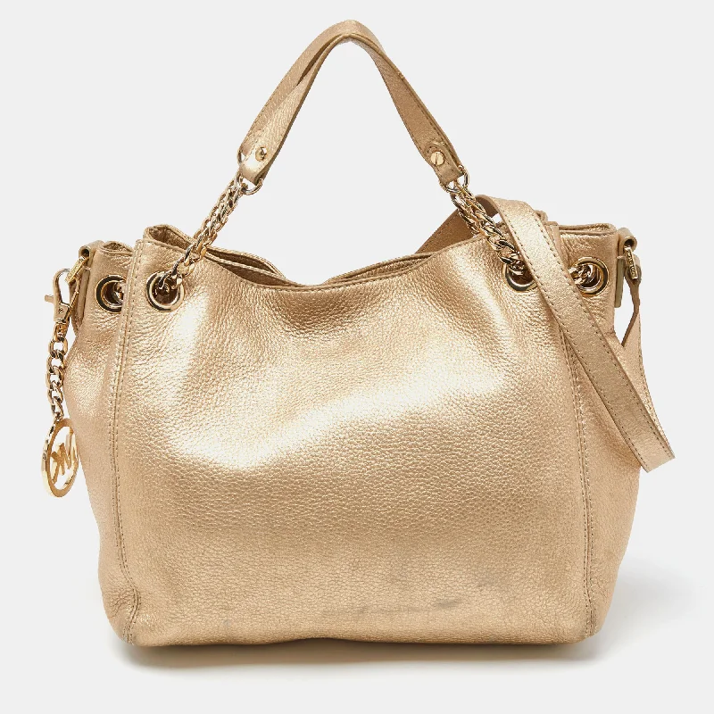 Gold Leather Frankie Drawstring Bag