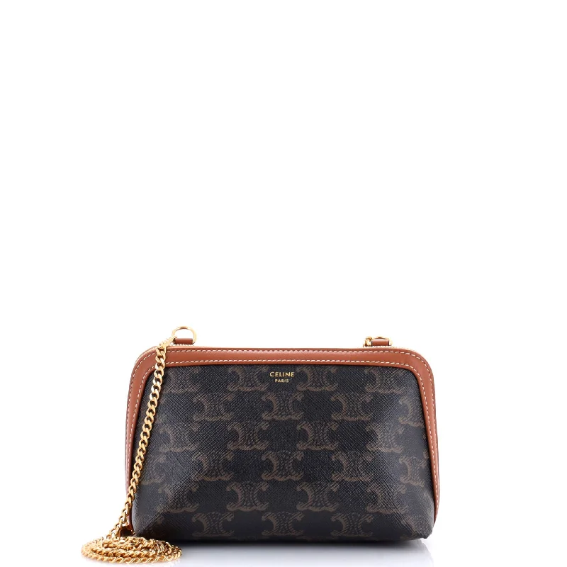 Zip Around Chain Clutch Triomphe Coated Canvas