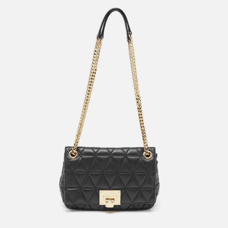 Black Quilted Leather Large Sloan Shoulder Bag