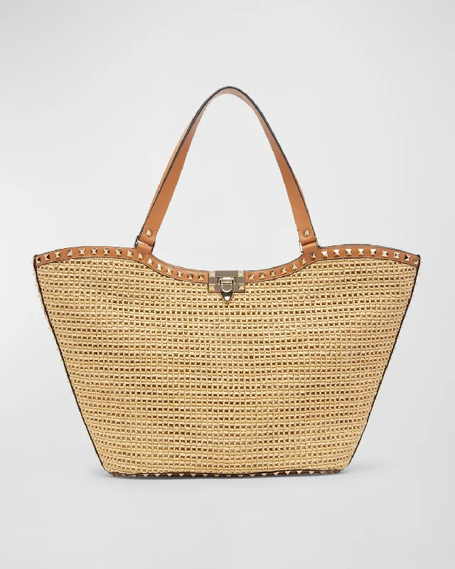 Rockstud Raffia Garden Tote Bag