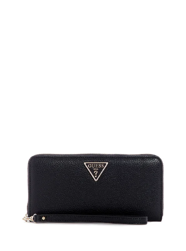 Black Large Zip Around Wallet