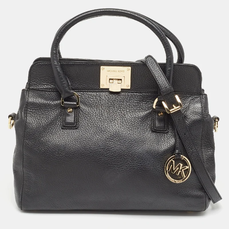 Black Leather Large Astrid Satchel