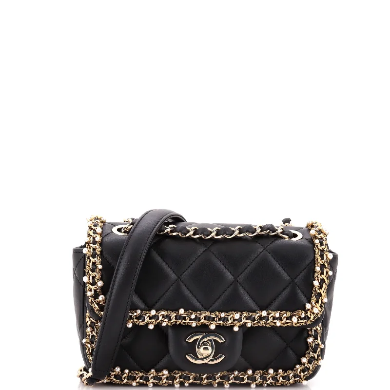 Pearl Edge Flap Quilted Lambskin Mini