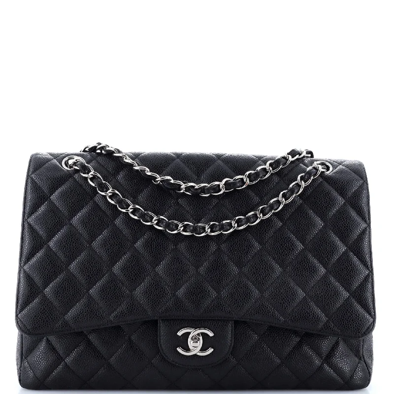 Classic Single Flap Bag Quilted Caviar Maxi