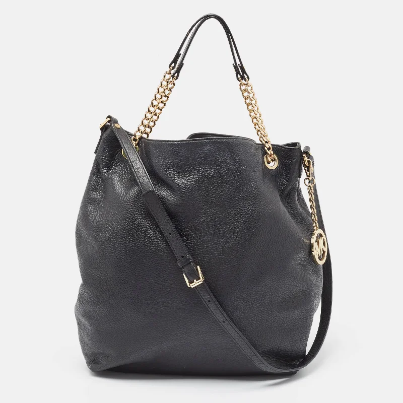 Black Leather Charm Tote