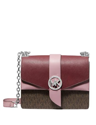 Michael Michael Kors Greenwich Small Two Tone Logo and Saffiano Leather Crossbody Bag