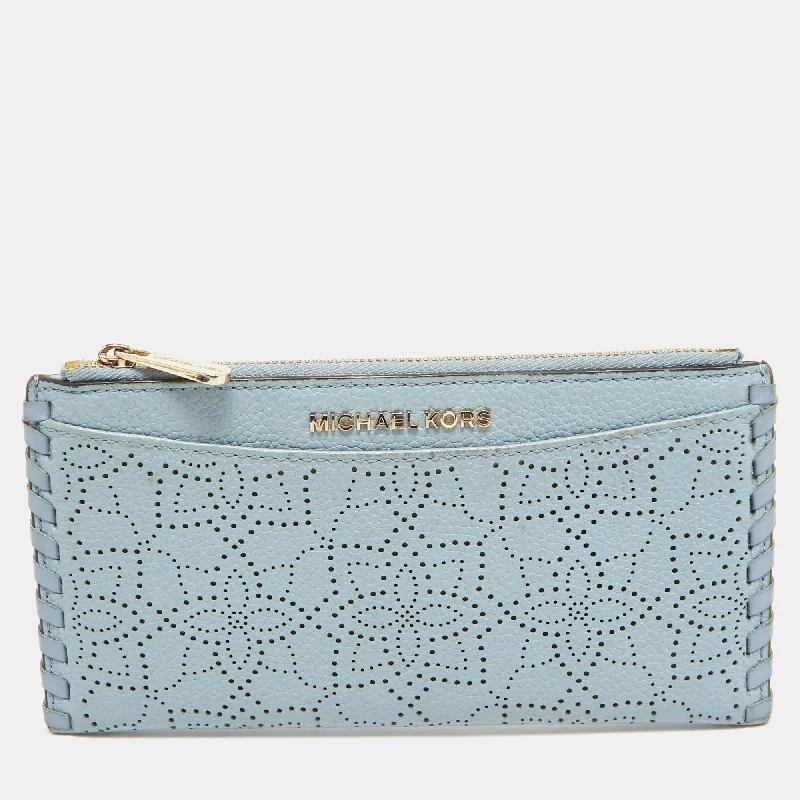 Light Blue Leather Lasercut Karson Slim Card Case