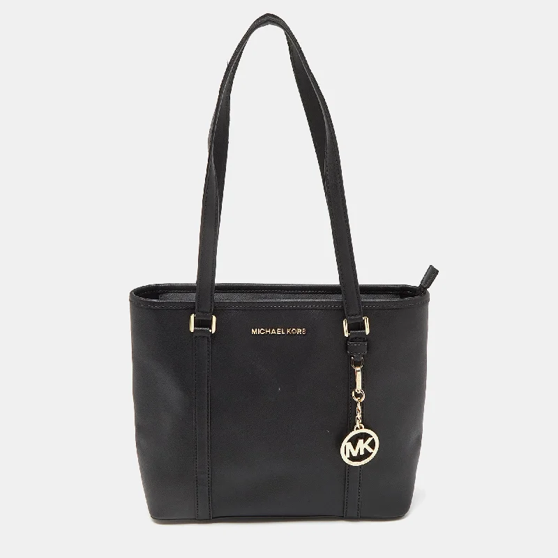 Black Coated Canvas Sady Tote