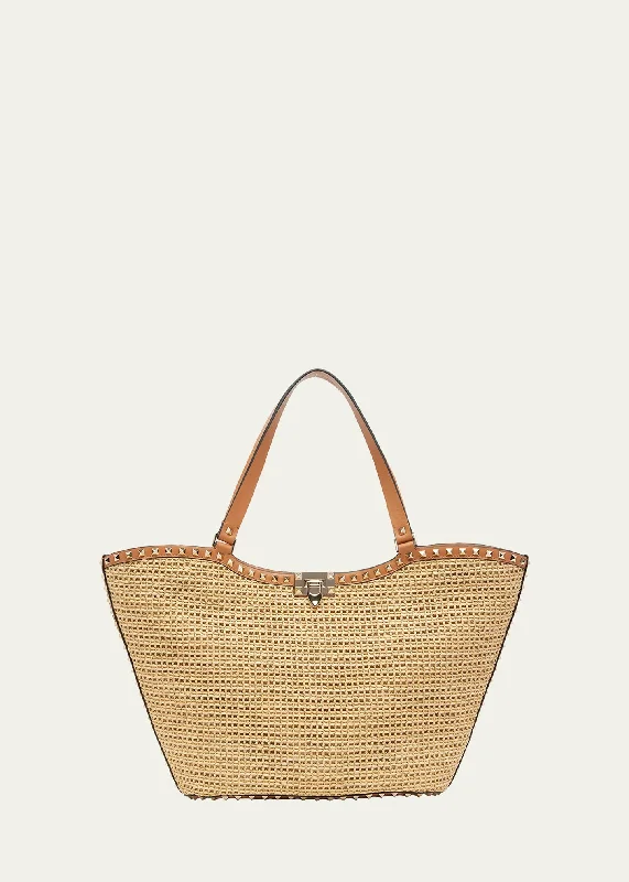 Rockstud Raffia Garden Tote Bag