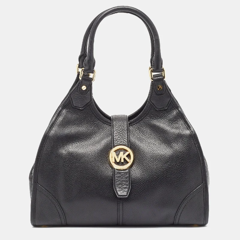 Black Leather Hudson Shoulder Bag