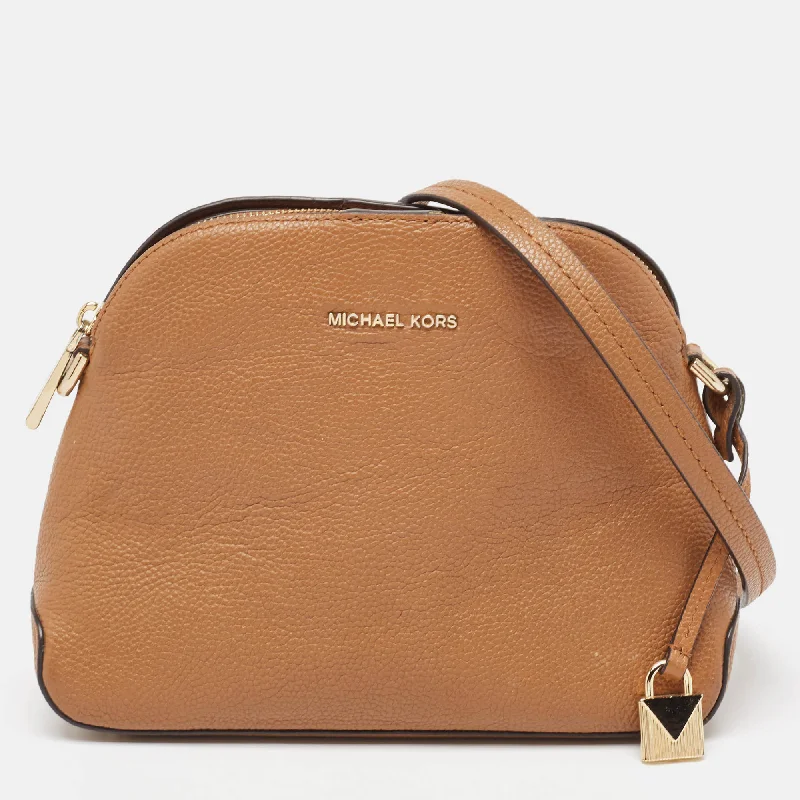 Brown Leather Cindy Dome Crossbody Bag