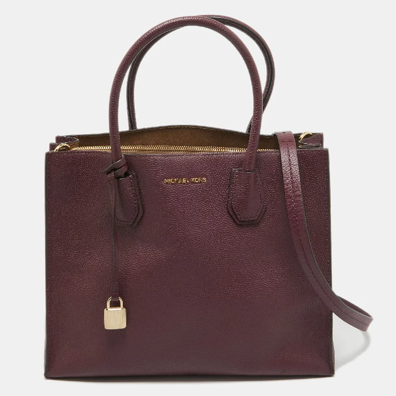 Burgundy Grained Leather Large Mercer Tote