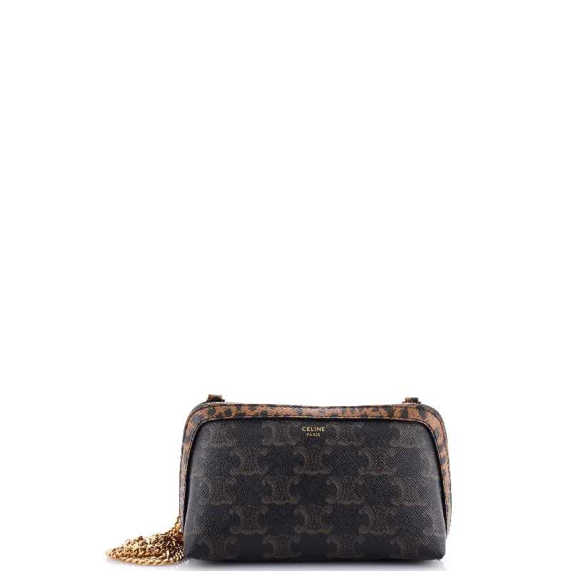 Zip Around Chain Clutch Triomphe Coated Canvas