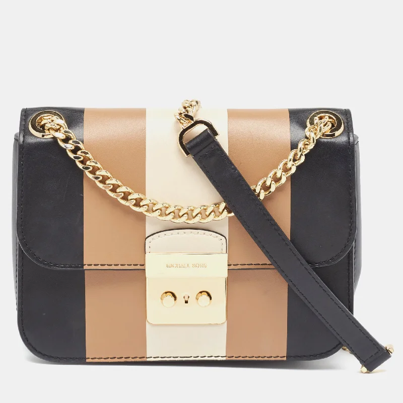 Tricolor Stripe Leather Sloan Shoulder Bag