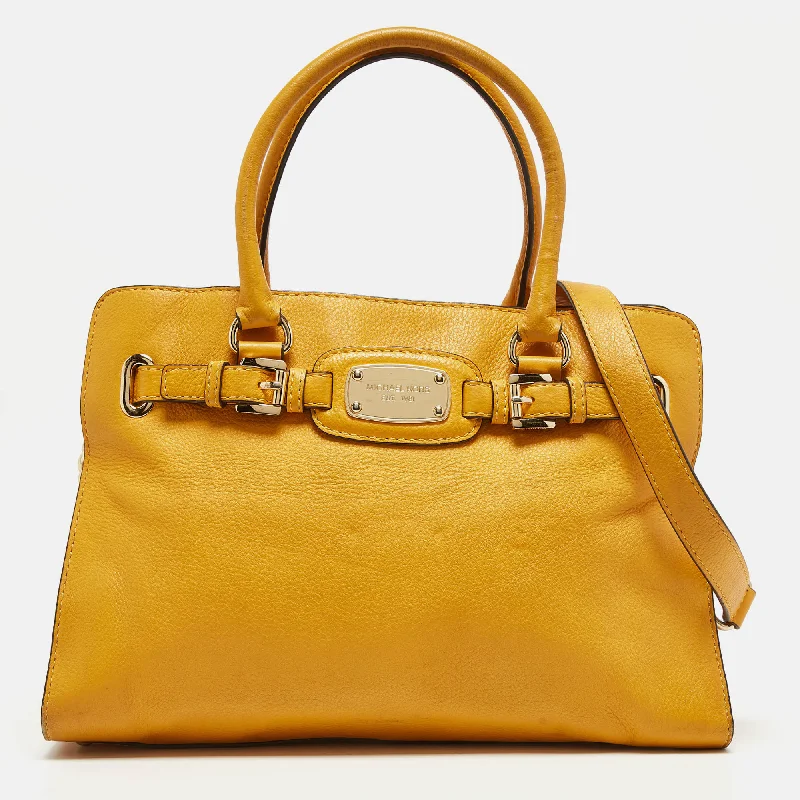 Mustard Leather East/West Hamilton Tote