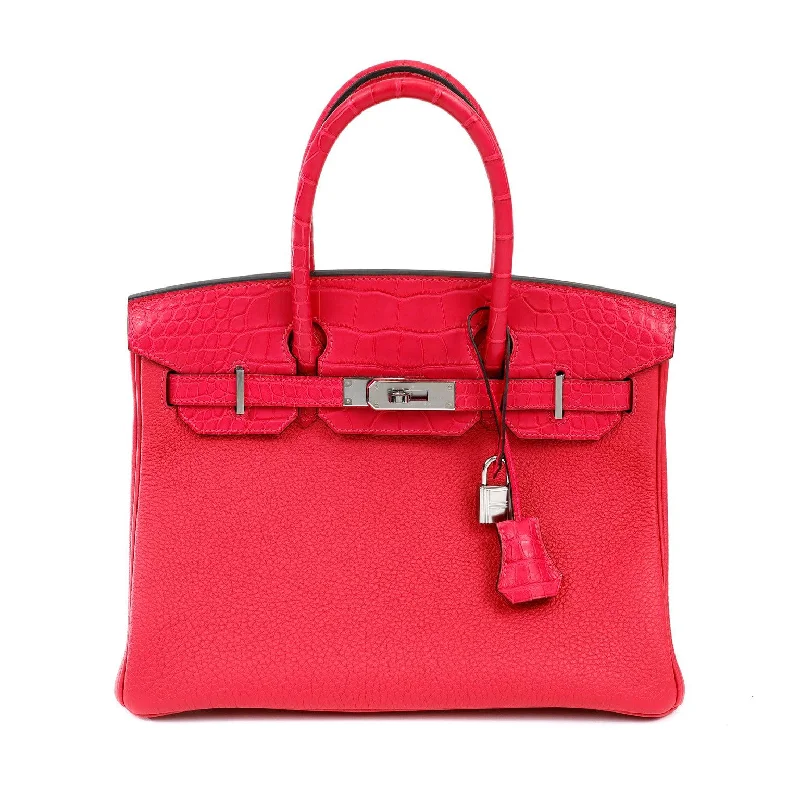 Hermès 30cm Framboise Rose Croc Touch Birkin w/ Palladium Hardware