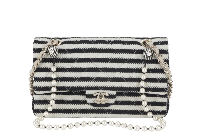 CHANEL COCO SAILOR STRIPE (1919xxxx) BLACK & WHITE JERSEY GOLD HARDWARE WITH CARD