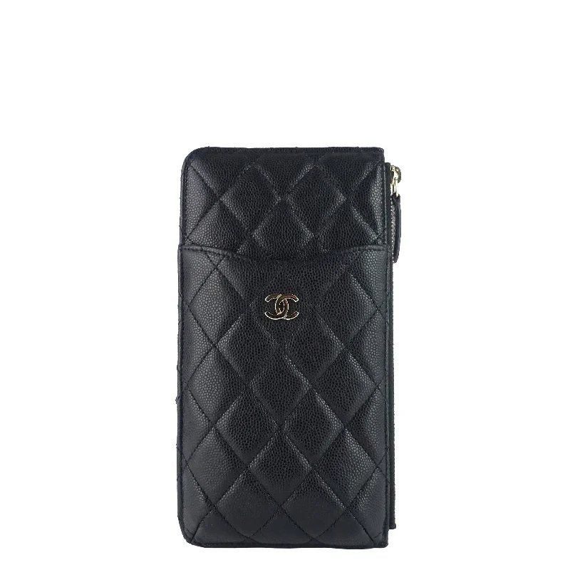 Quilted Caviar Leather Classic Flat Wallet