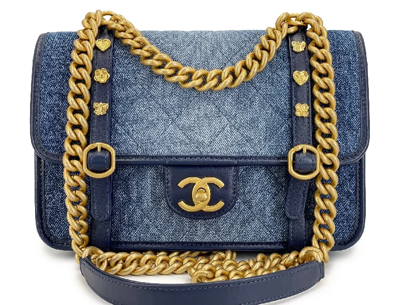 Chanel Ombre Denim Quilted Messenger Flap Bag GHW YOO