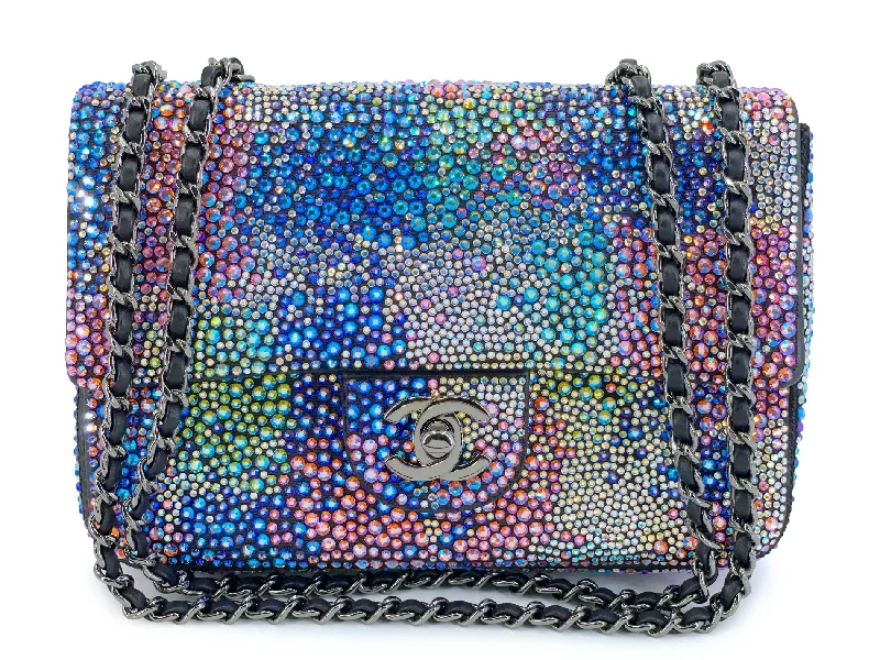 Chanel 22C Rainbow Multicolor Strass Crystal Mermaid Mini Flap Bag RHW IR1