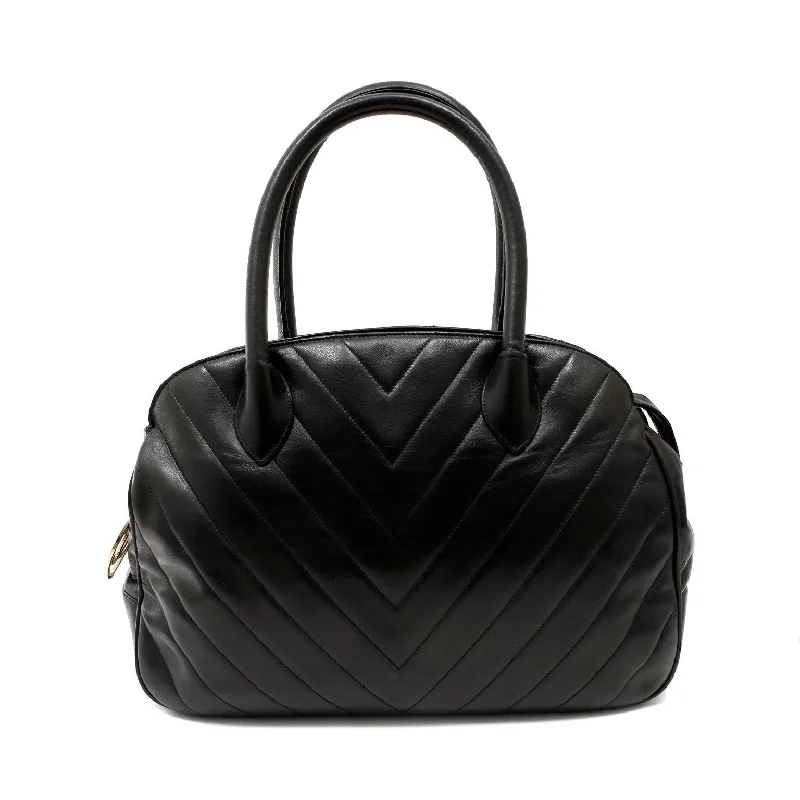 Chanel Black Chevron Leather Vintage Day Bag