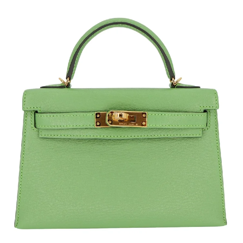 Hermès Kelly II Sellier Mini Vert Criquet Chevre Leather Gold Hardware