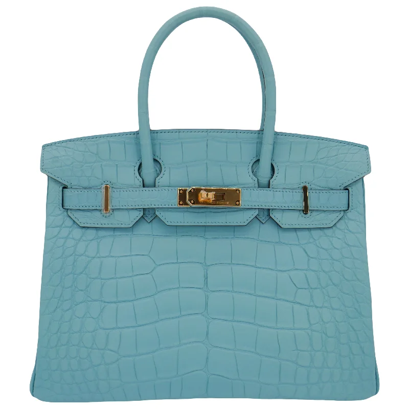 Hermès 30cm Birkin Bleu Saint Cyr Matte Alligator Gold Hardware