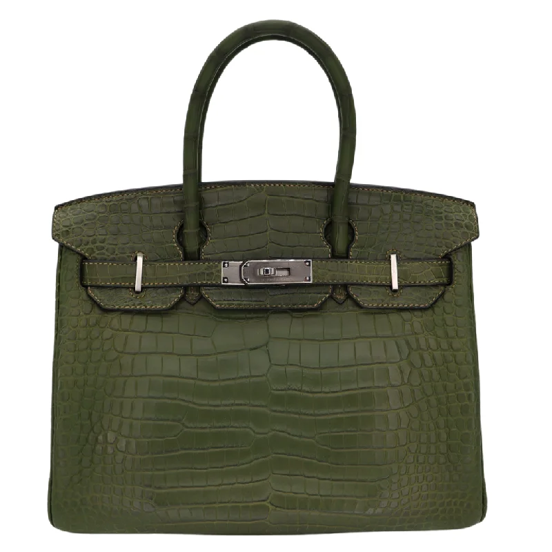 Hermès 30cm Birkin Canopee Matte Porosus Crocodile Palladium Hardware