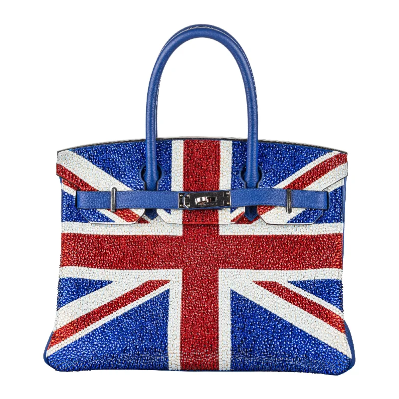 Hermès 30cm Birkin Customized Union Jack Swarovski Crystal Palladium Hardware