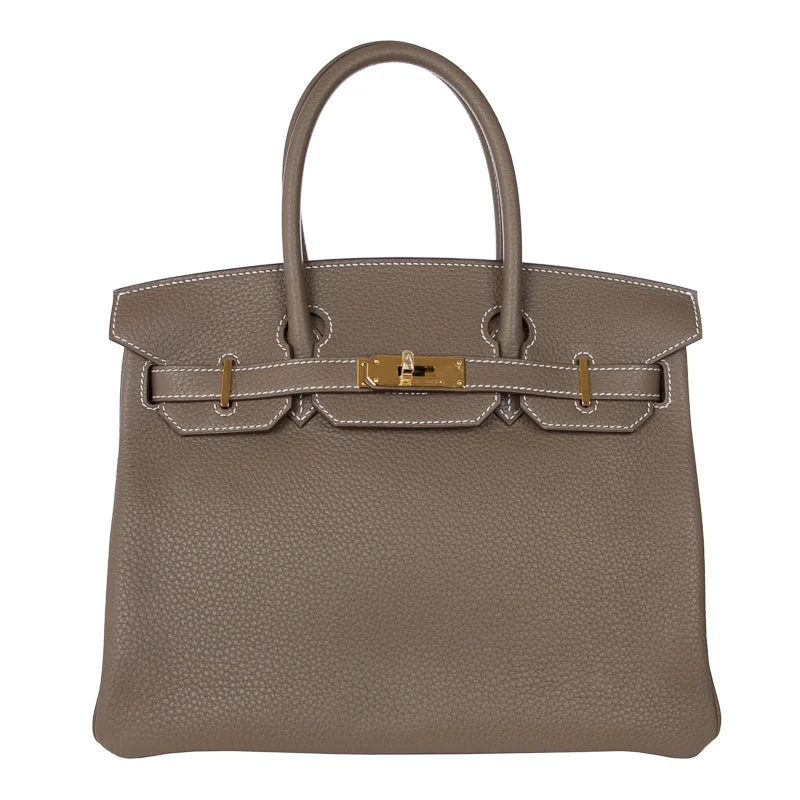 Hermès 30cm Birkin Etoupe Clemence Leather Gold Hardware