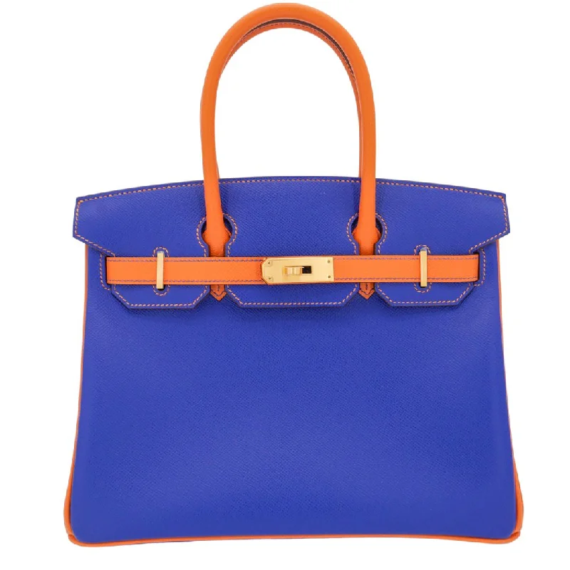 Hermès 30cm Birkin HSS Bleu Electrique/Orange Epsom Brushed Gold Hardware