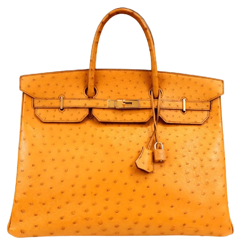 Hermes 40cm Natural Sable Ostrich Birkin w/ Gold Hardware.