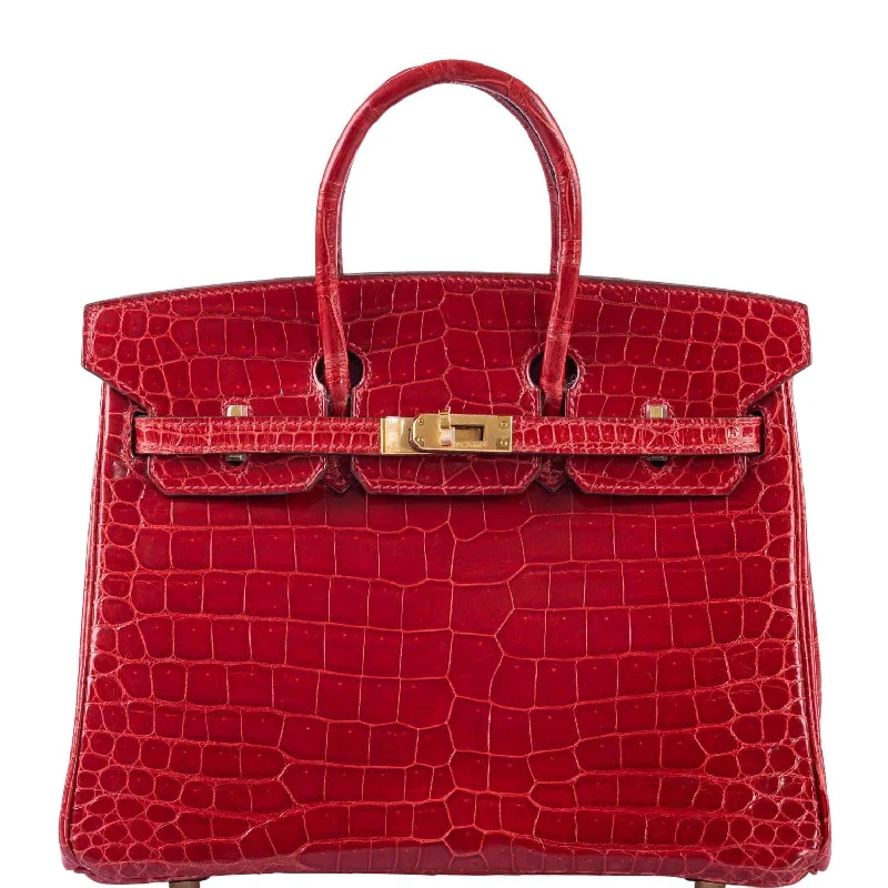 Hermès Birkin 25 Braise Porosus Crocodile with Gold Hardware