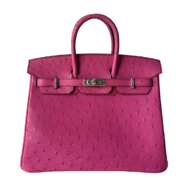 Hermes Birkin 25 Fuschia Ostrich Palladium Hardware