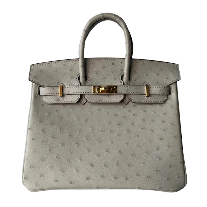 Hermes Birkin 25 Gris Perle Ostrich Gold Hardware