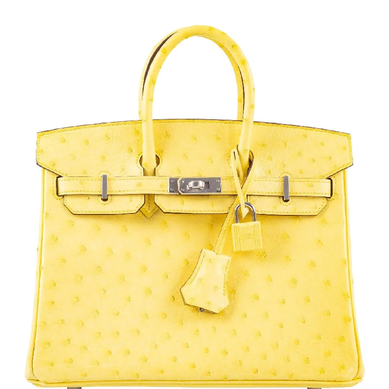 Hermès Birkin 25 Jaune Citron Ostrich Palladium Hardware