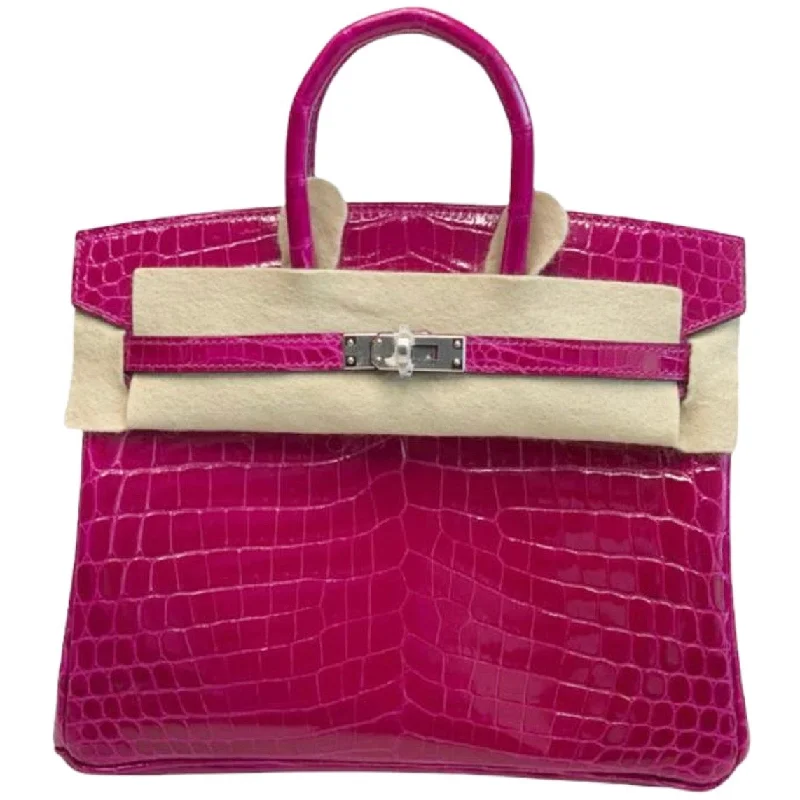 Hermès Birkin 25 Rose Pourpre Shiny Croc Palladium Hardware