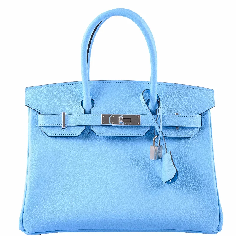 Hermès Birkin 30 Blue Celeste Epsom Palladium Hardware - 2020, Y