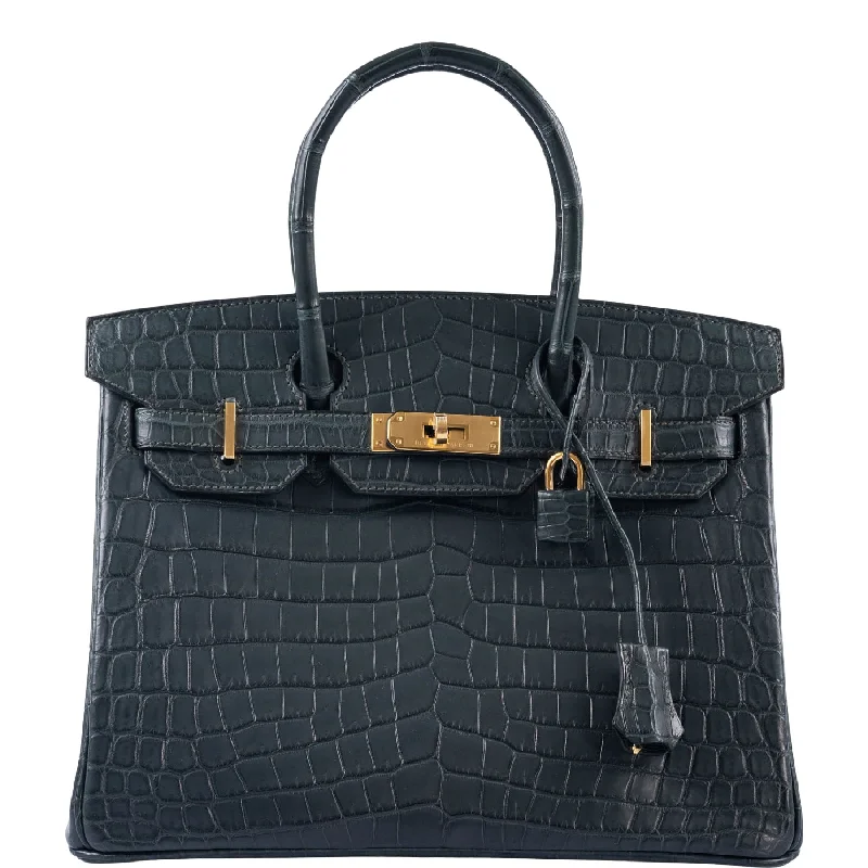 Hermès Birkin 30 Vert Foncé Matte Niloticus Crocodile Gold Hardware