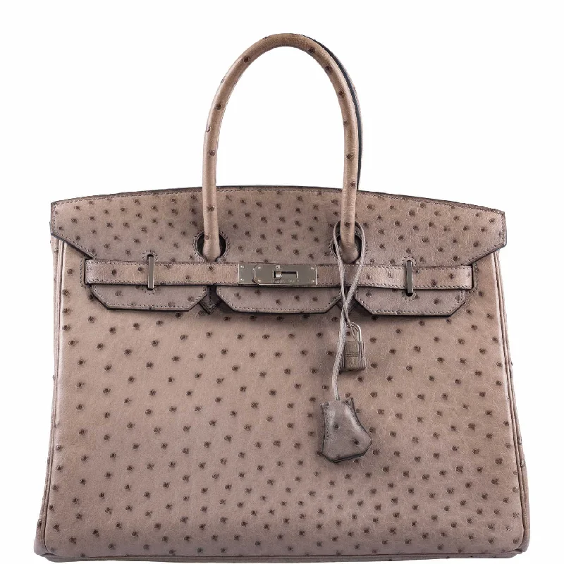 Hermès Birkin 35 Gris Tourterelle Ostrich Palladium Hardware