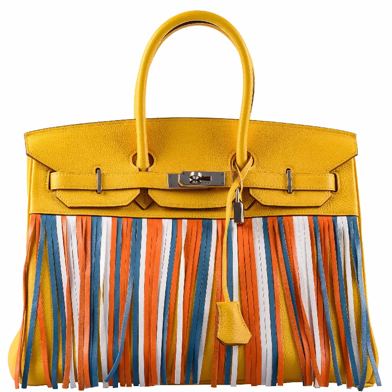 Hermès Birkin 35 HSS Fringe Soleil Togo & Multicolor Swift Leather Palladium Hardware