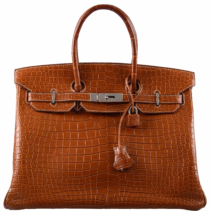 Hermès Birkin 35 Fauve Matte Porosus Crocodile Palladium Hardware