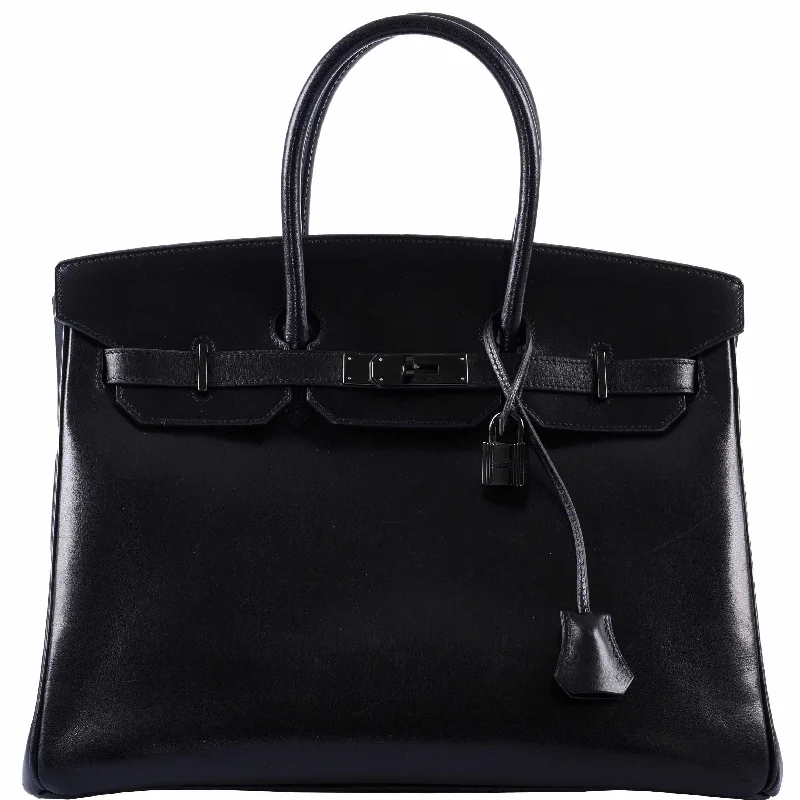 Hermès Birkin 35 SO BLACK Black Box Leather PVD Hardware - 2011, O Square