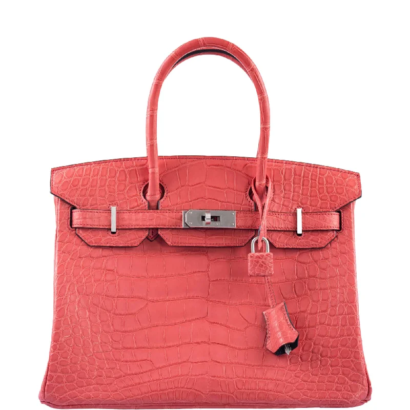 Hermès HSS Birkin 30 Bougenville Matte Alligator & Blue Marine Interior with Brushed Palladium Hardware