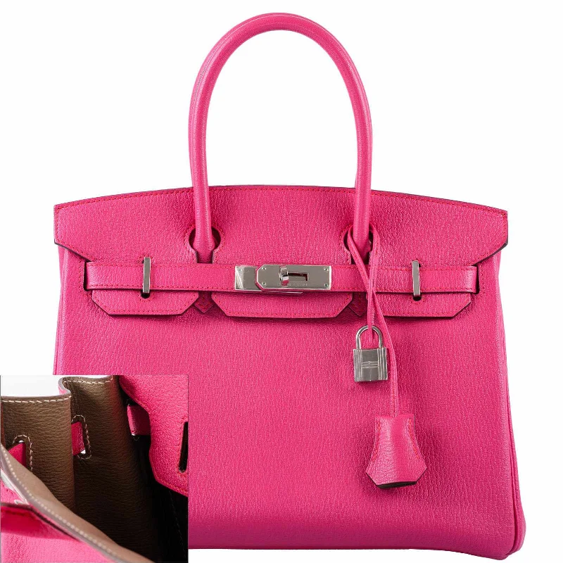 Hermès HSS Birkin 30 Rose Shocking Chevre Leather & Etoupe Palladium Hardware - 2014, R Square