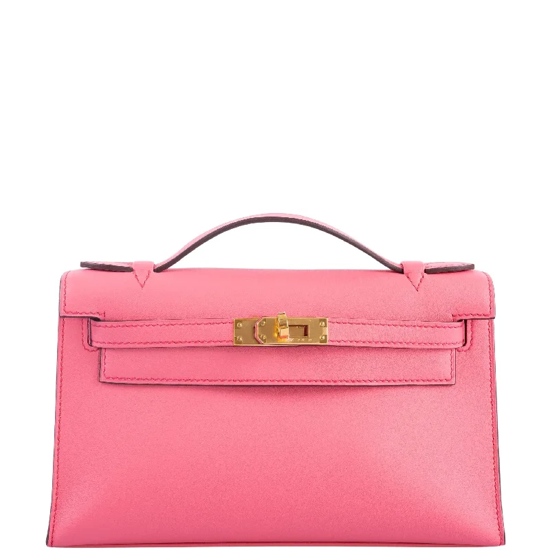 Hermès HSS Kelly Pochette Rose Azalee Swift and Rose Mexico Interior and Stitching with Gold Hardware