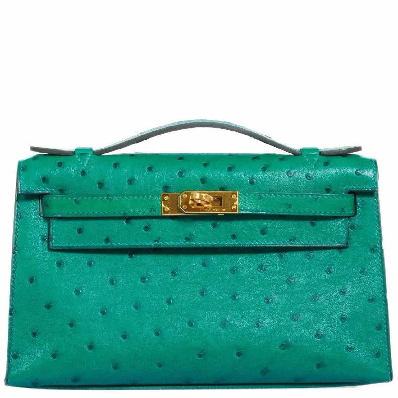 Hermès Kelly JPG Pochette Vert Vertigo Ostrich Gold Hardware