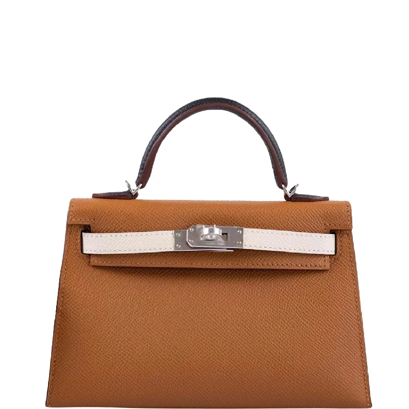 Hermès Tricolor Mini Kelly 20 Gold, Nata, and Black Epsom Palladium Hardware