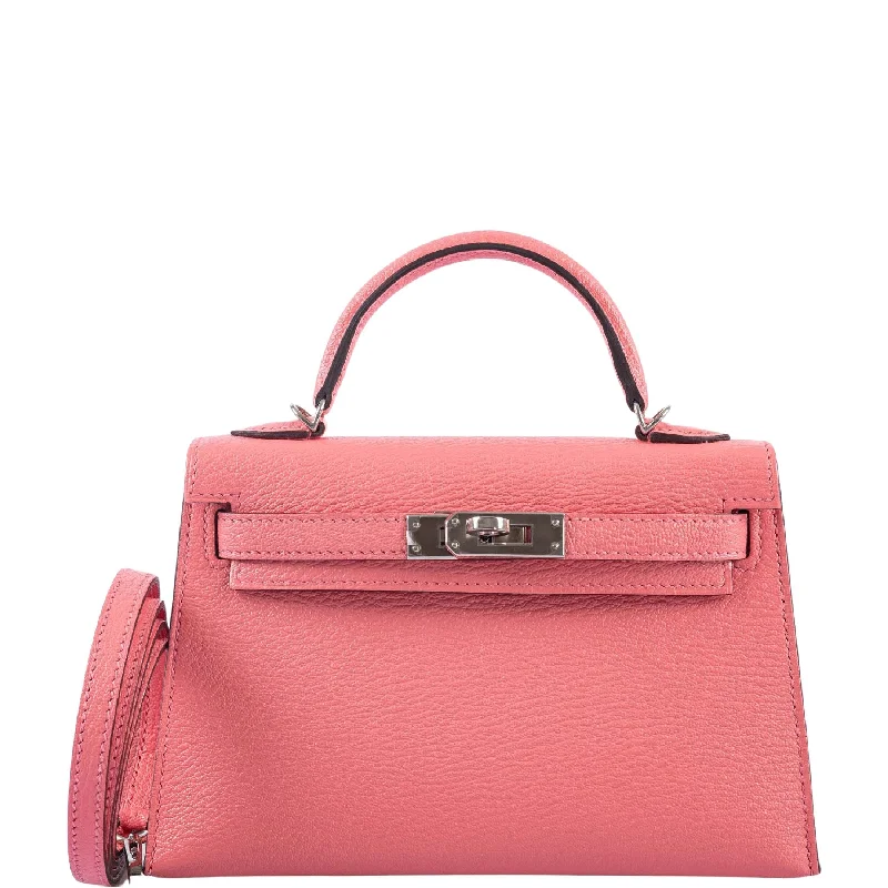 Hermès Kelly 20 Mini II Sellier Rose D'ete Chevre Palladium Hardware