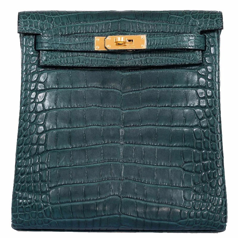 Hermès Kelly 22 Ado Backpack Vert Vertigo Alligator Gold Hardware